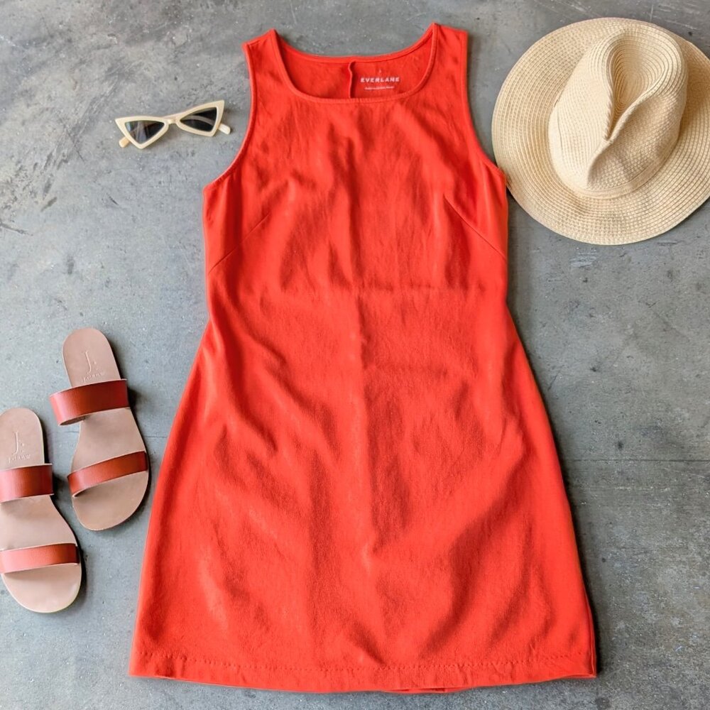 Everlane Orange Cotton Sleeveless Sheath Mini Dress small - Picture 1 of 8